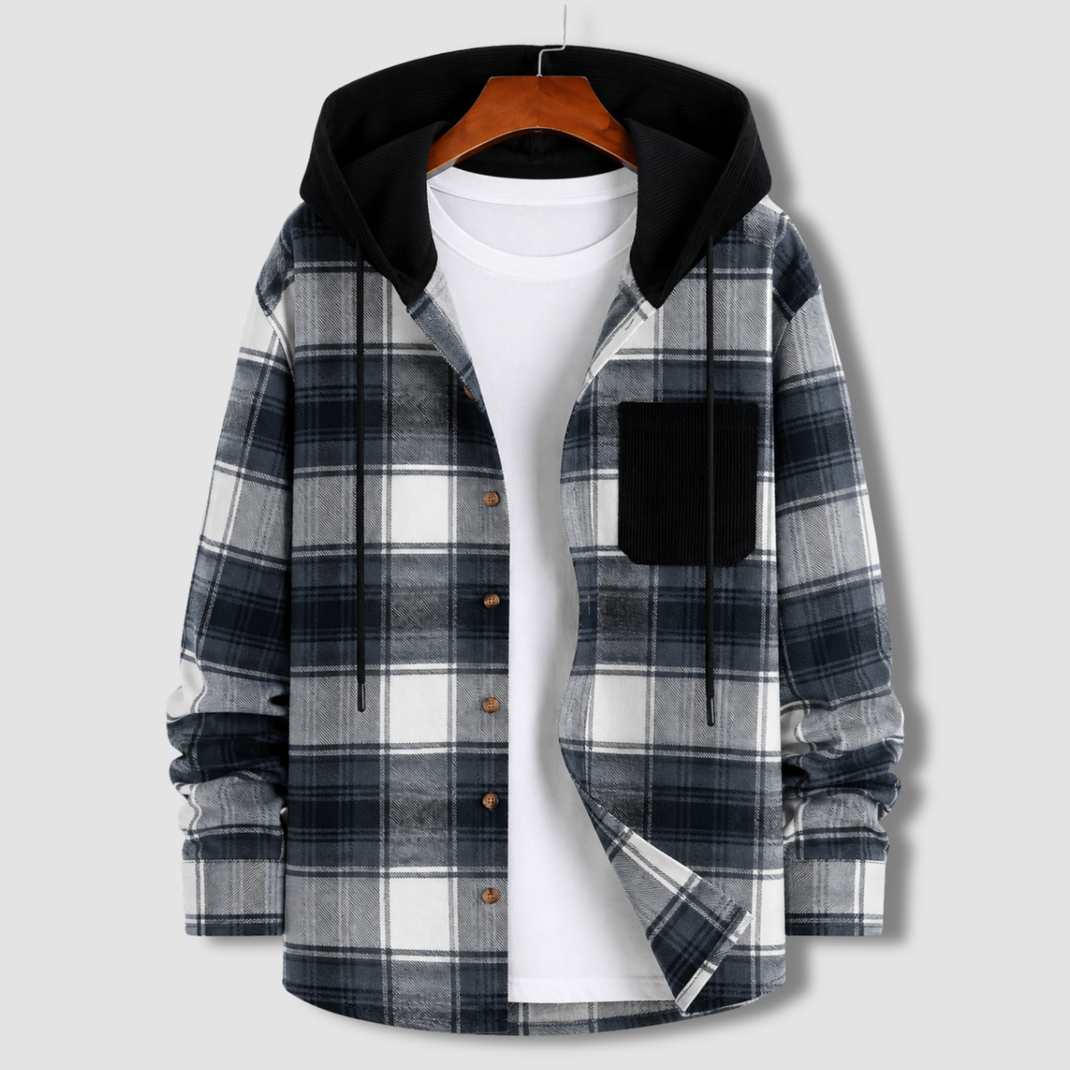 Flannel Check Hooded Jacket - F2