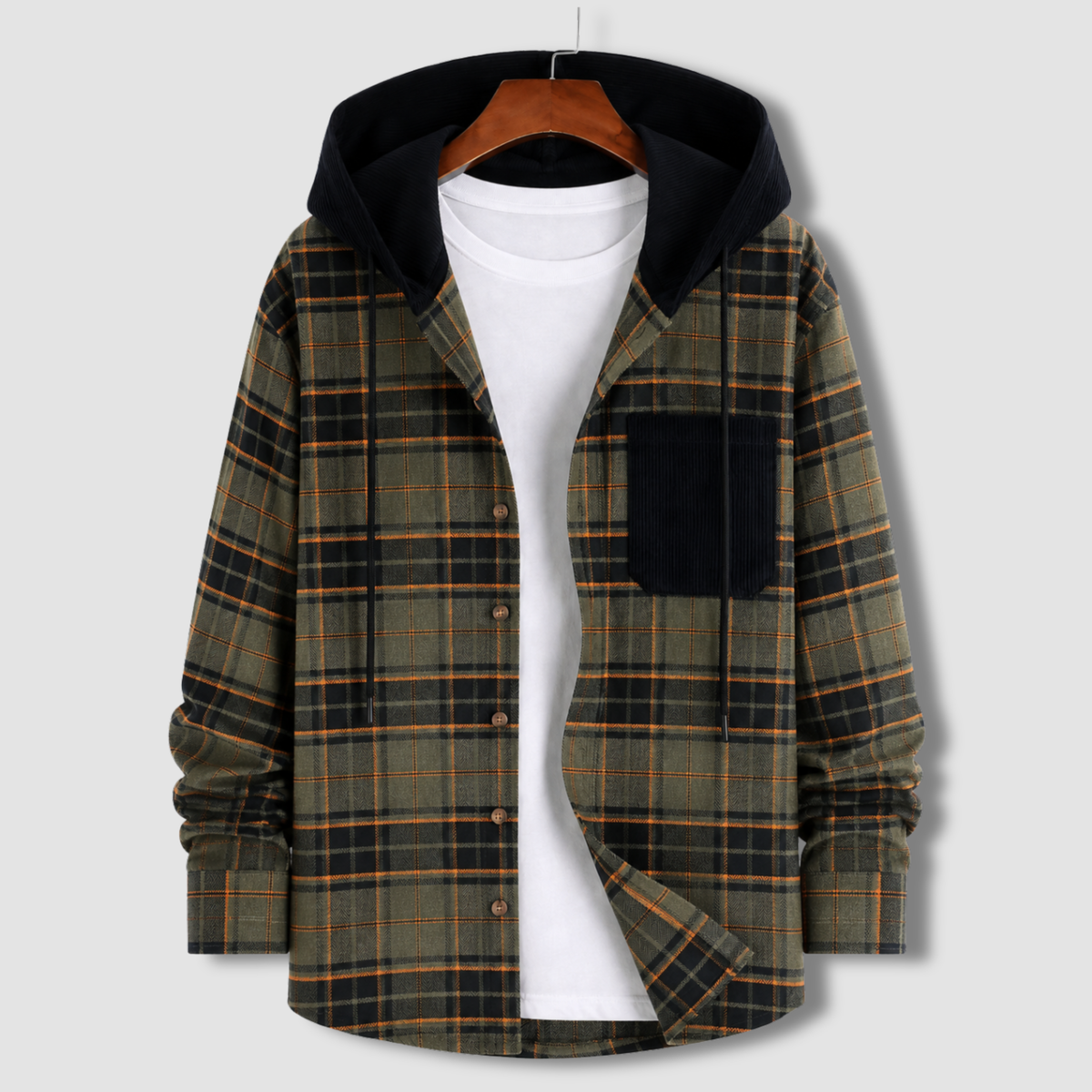 Flannel Check Hooded Jacket - F5