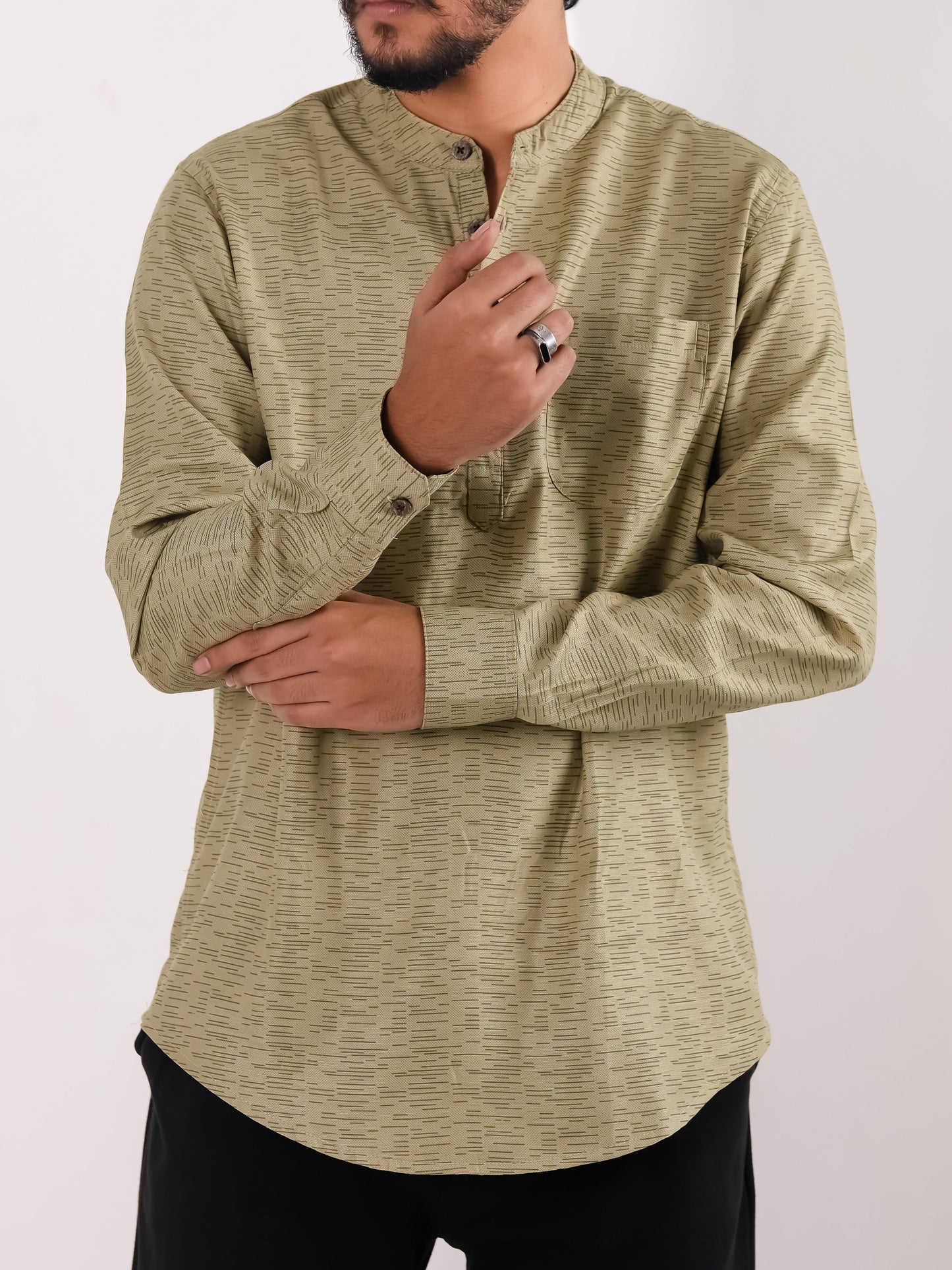 Remi Cotton Katua - Olive Green Textured