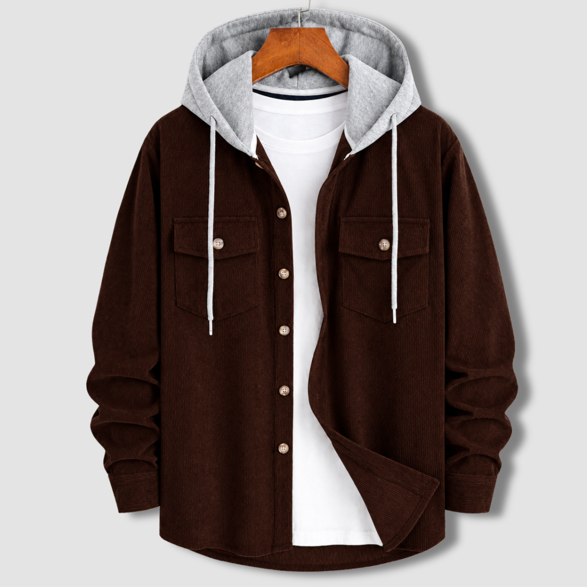 Signature Cord Hoodie - Chocolate