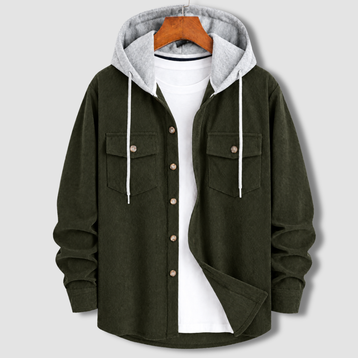 Signature Cord Hoodie - Deep Olive
