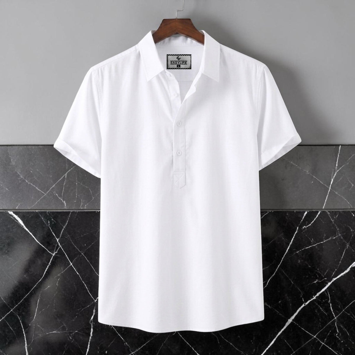 Half Sleeve Cotton Katua - White