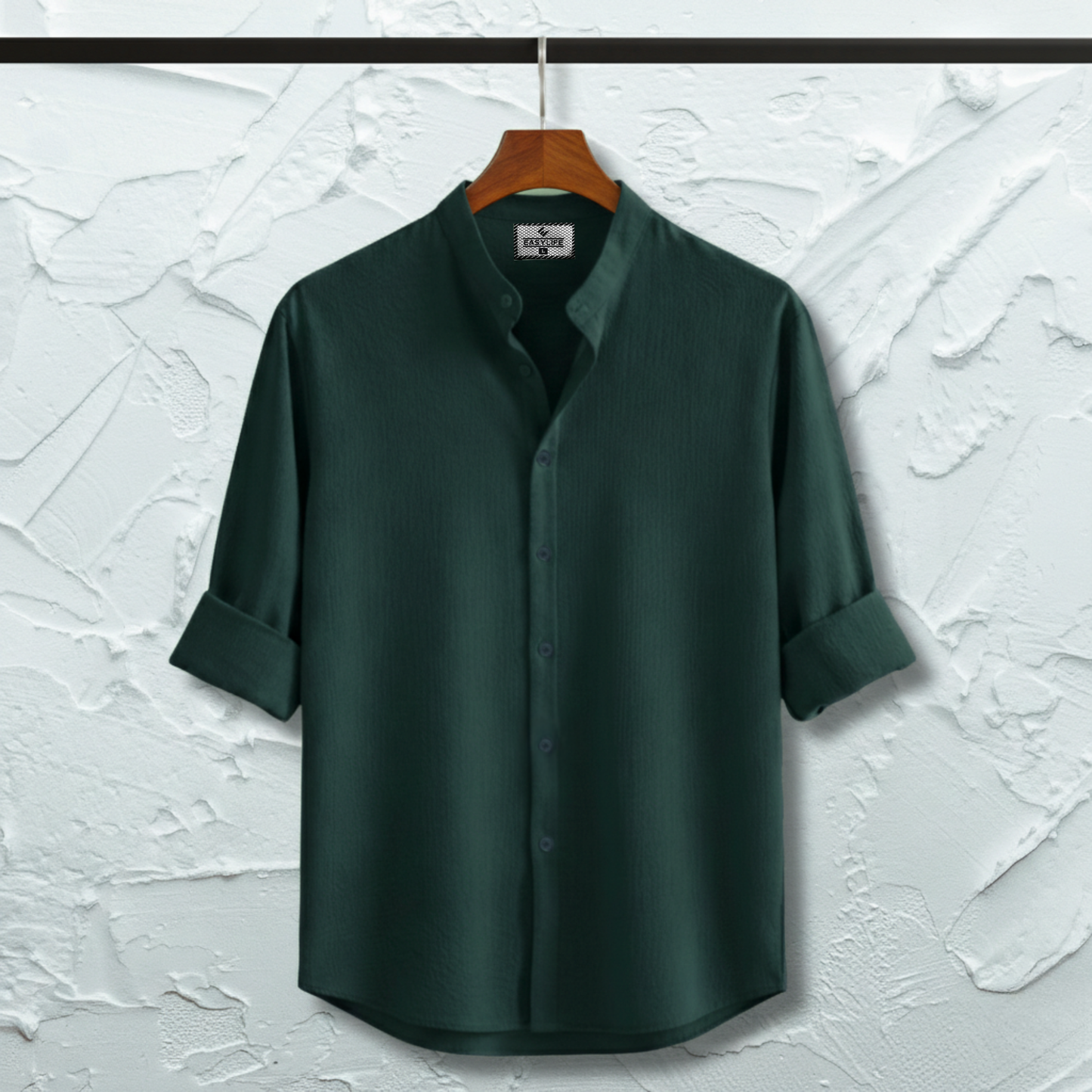 Zafran Band Collar Shirt - Teal