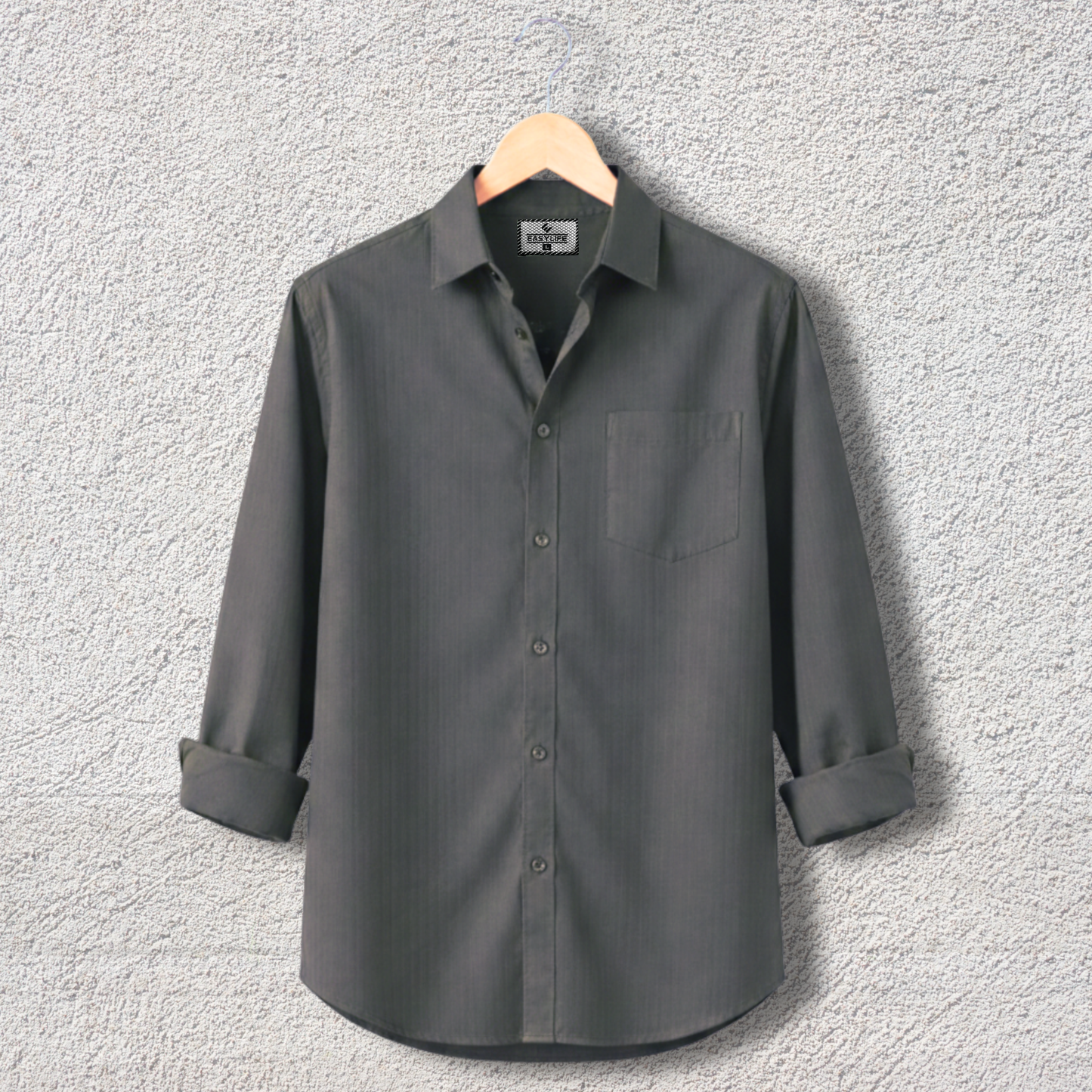 Fine Cotton Stripe Shirt – Charcoal Grey