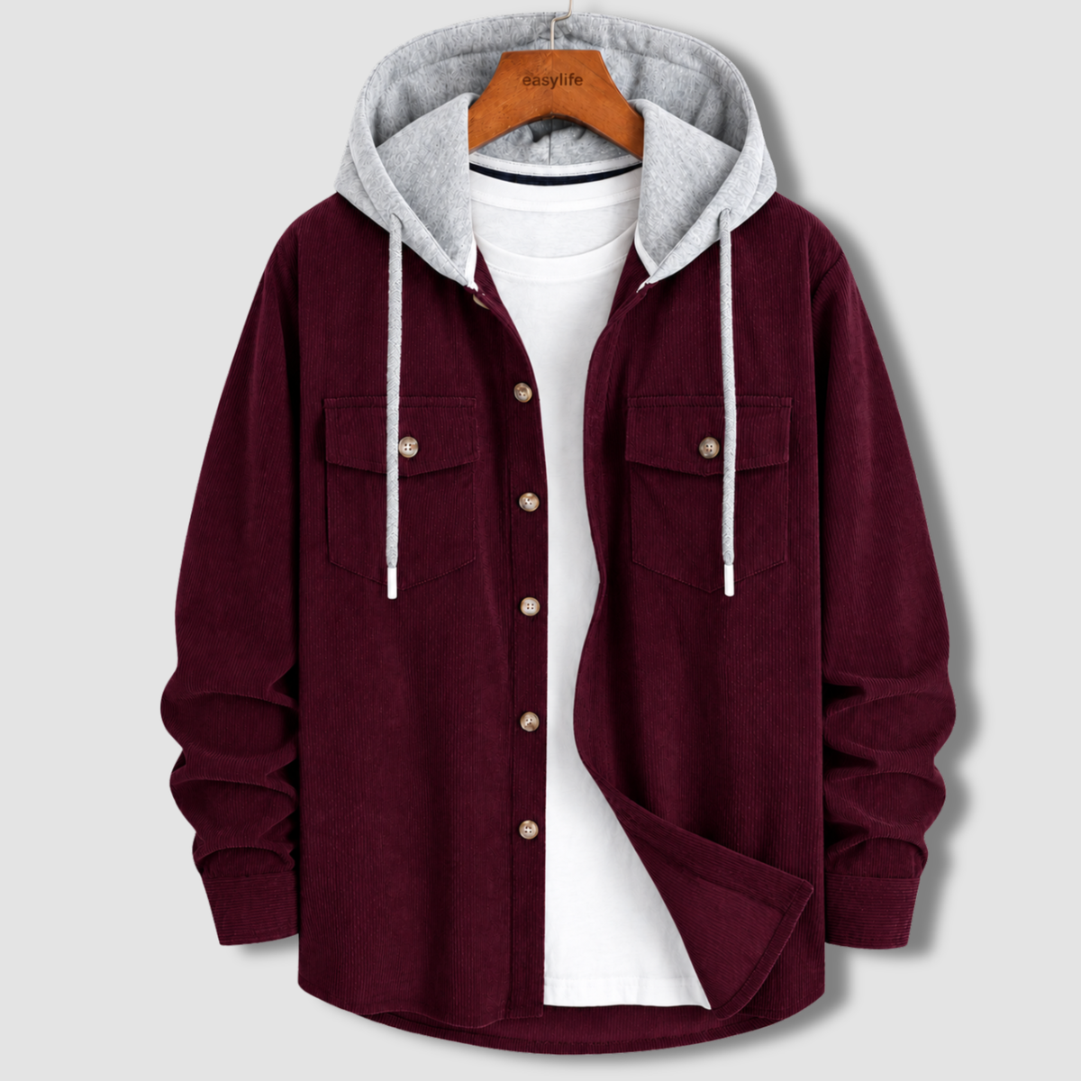 Signature Cord Hoodie - Burgundy