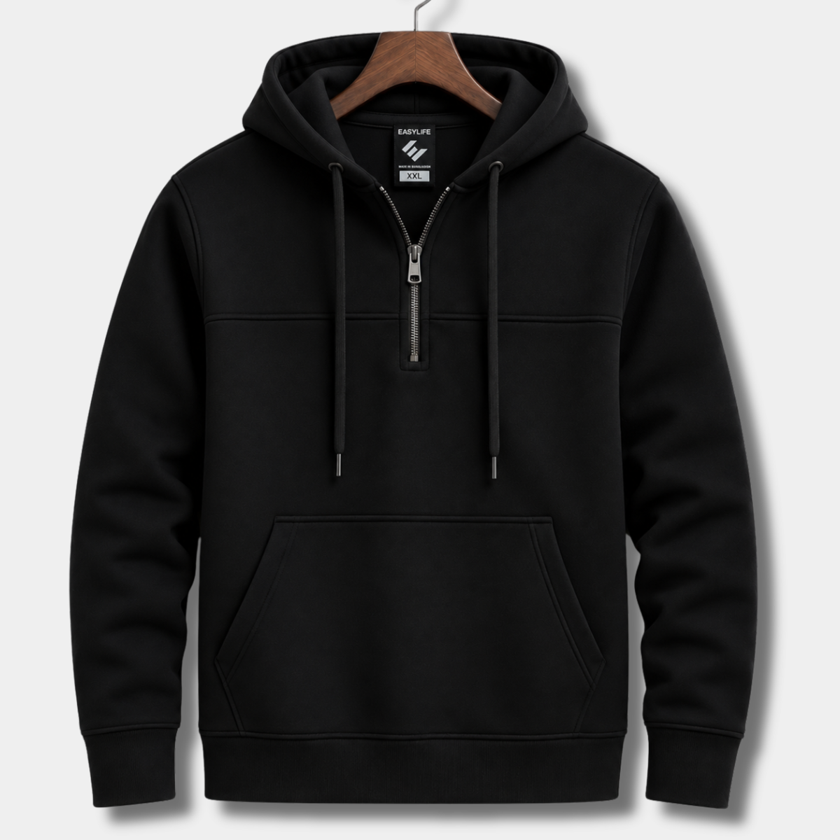 Classic Half-Zip Hoodie - Black