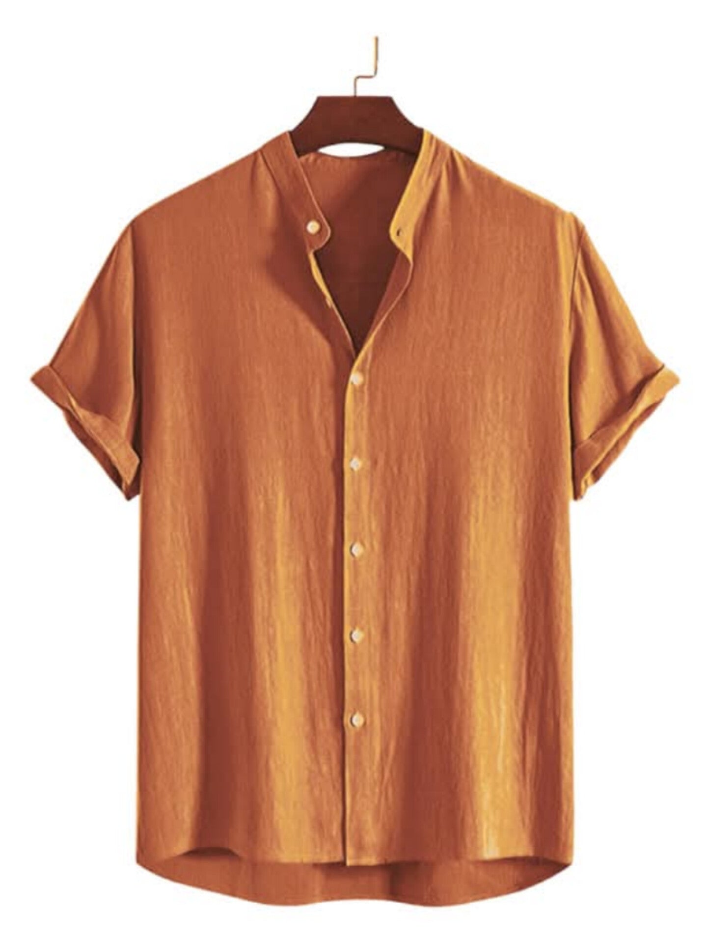 Band Collar Mustard Color Shirt