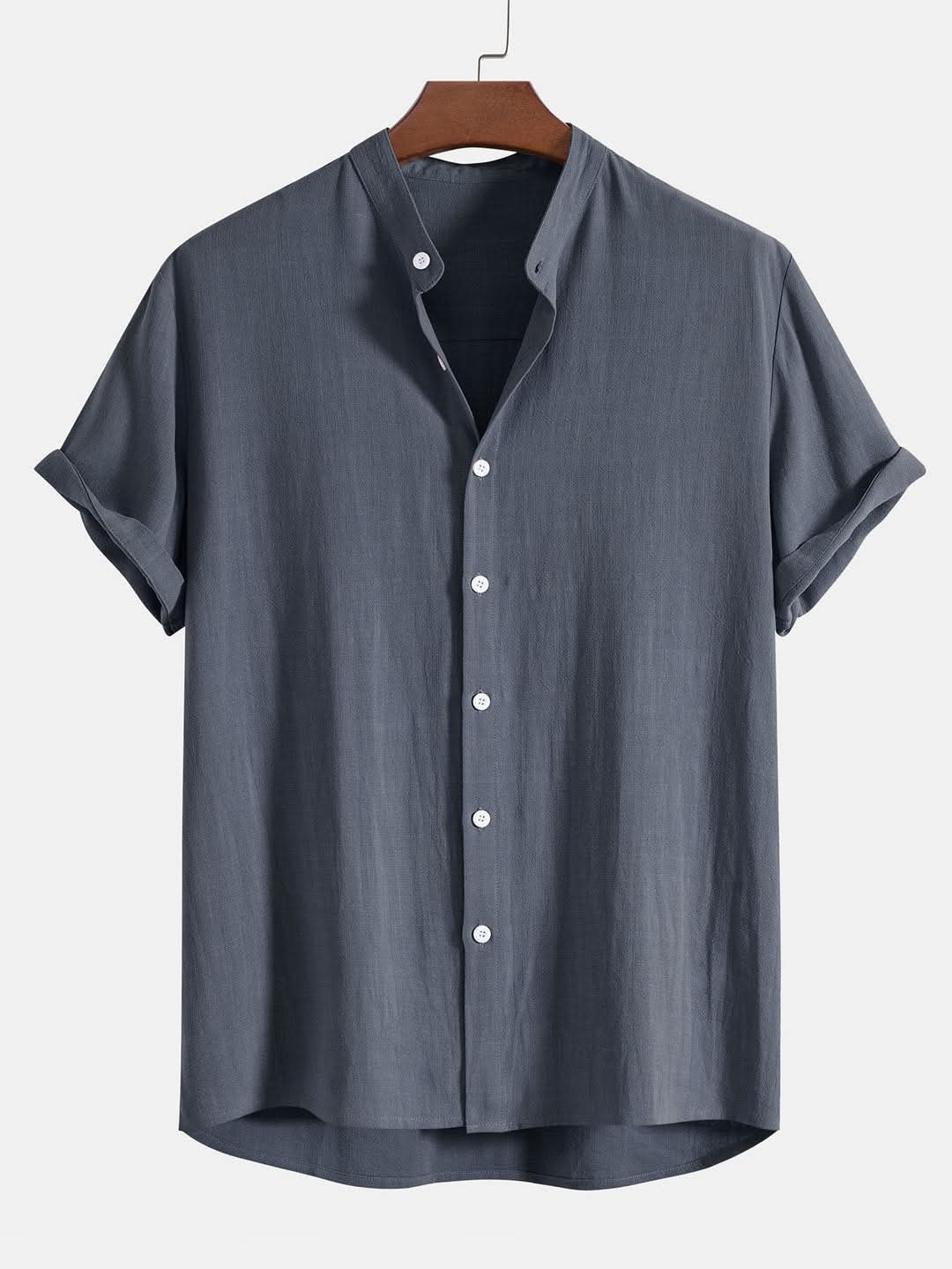 Band Collar Ash Surma Color Shirt