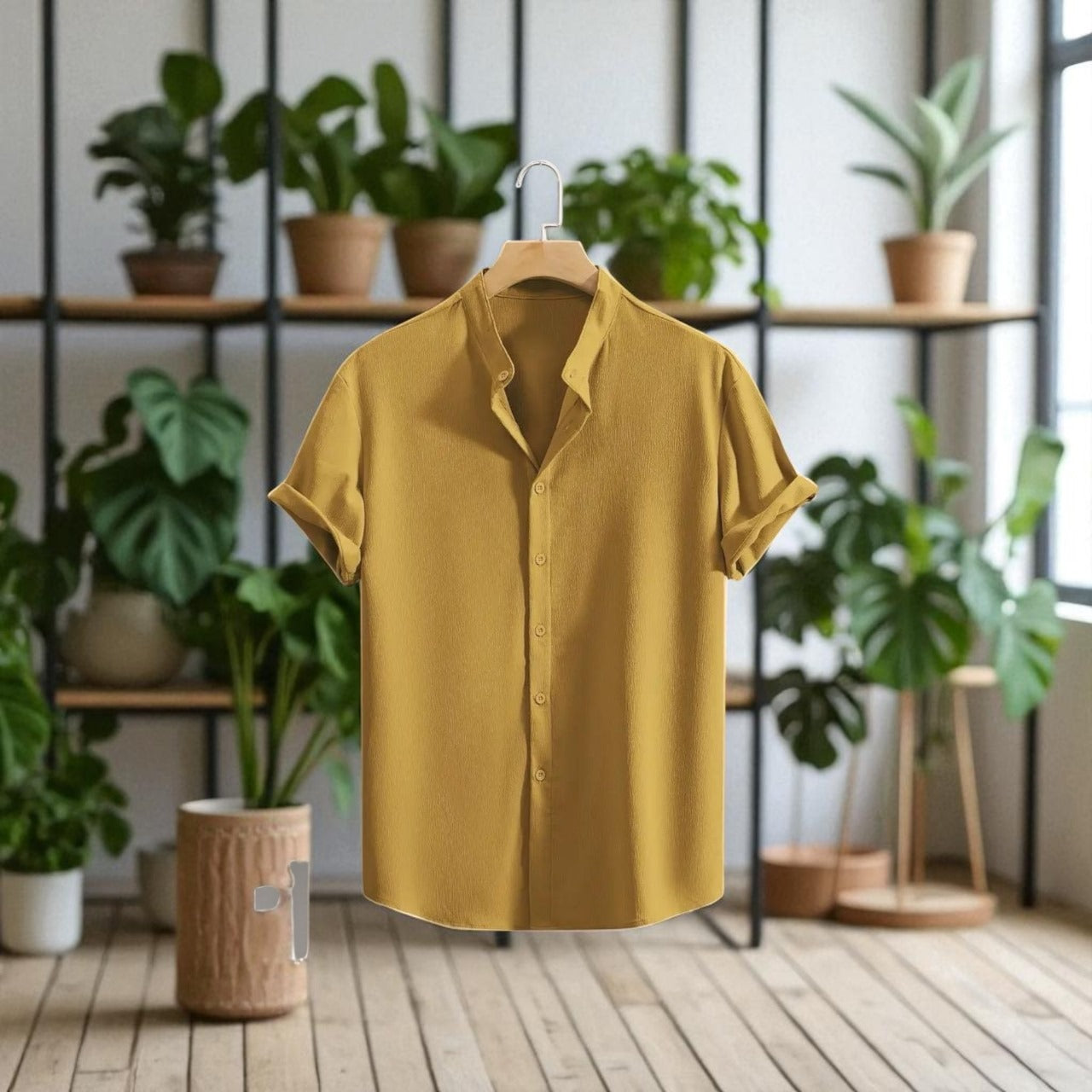 Jafran Mustard Color Half Sleeve Shirt