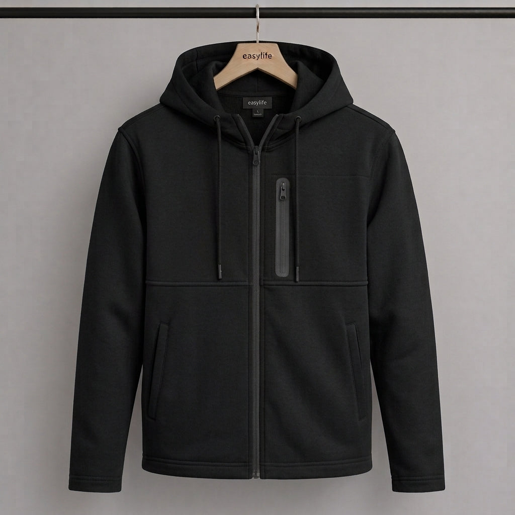 Men's Arms Full Zip Hooded Jacket - Pure Black