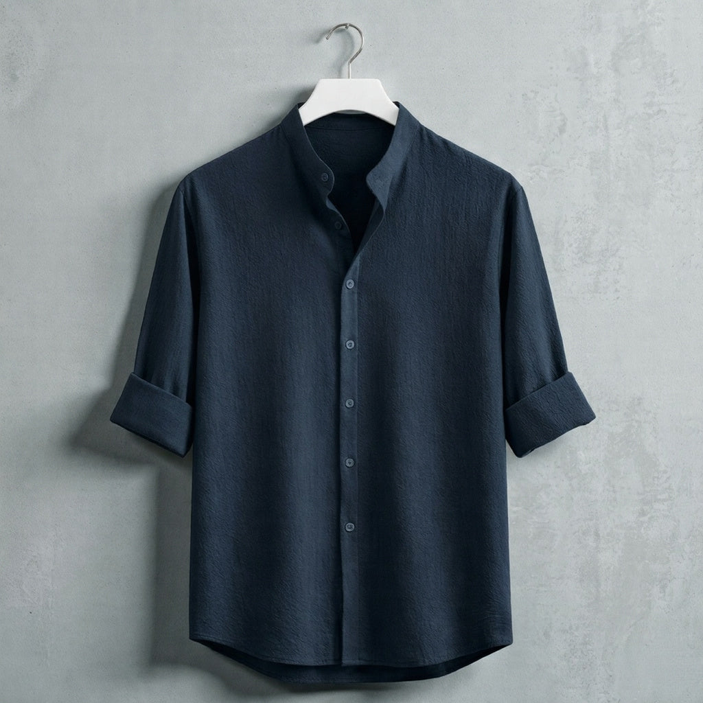 Zafran Band Collar Shirt - Teal
