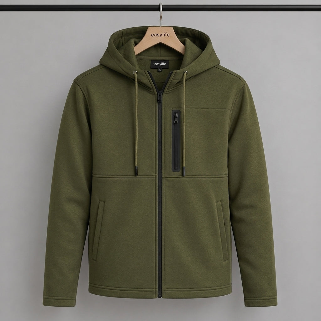 Men's Arms Full Zip Hooded Jacket - Olive