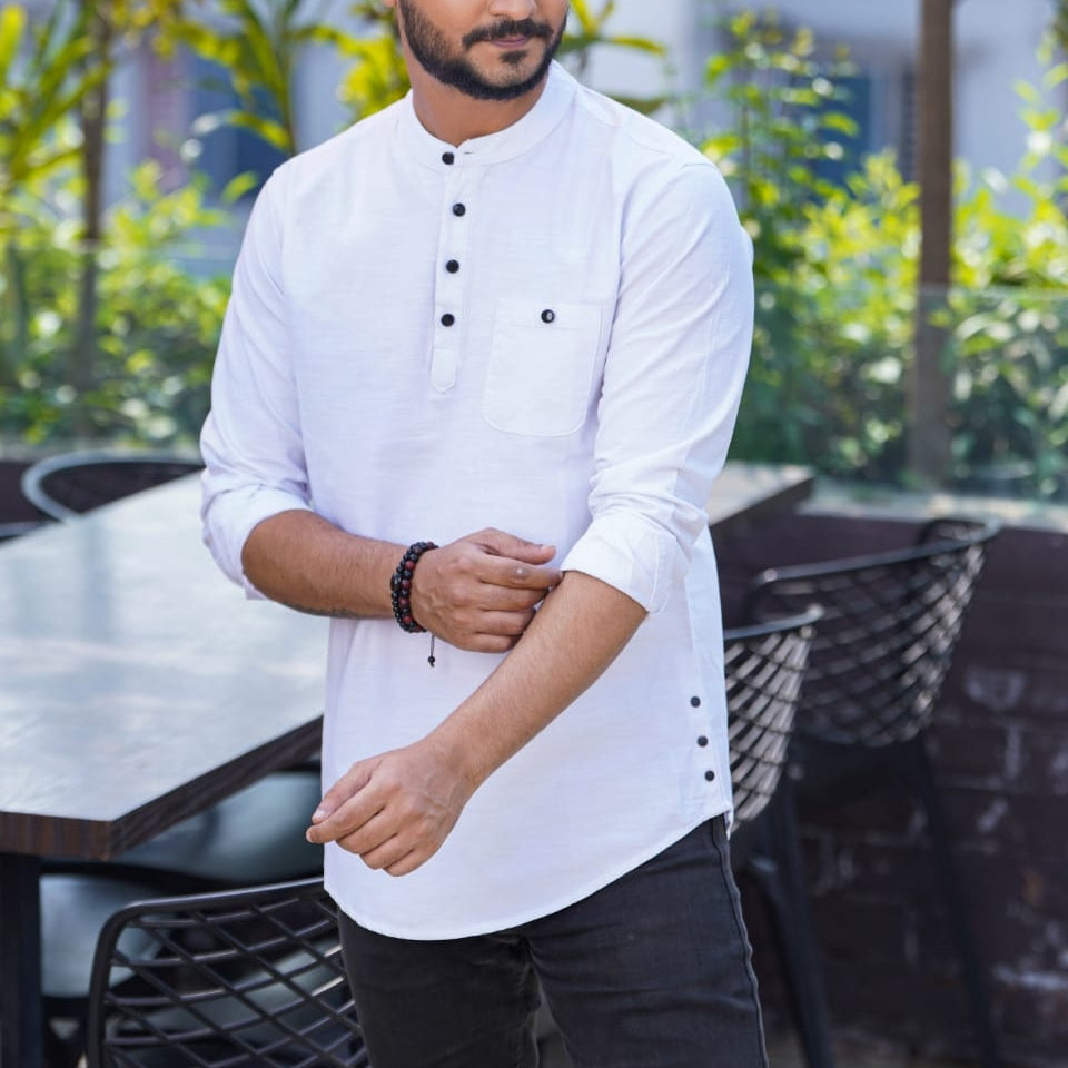 Full Sleeve White Color Katua