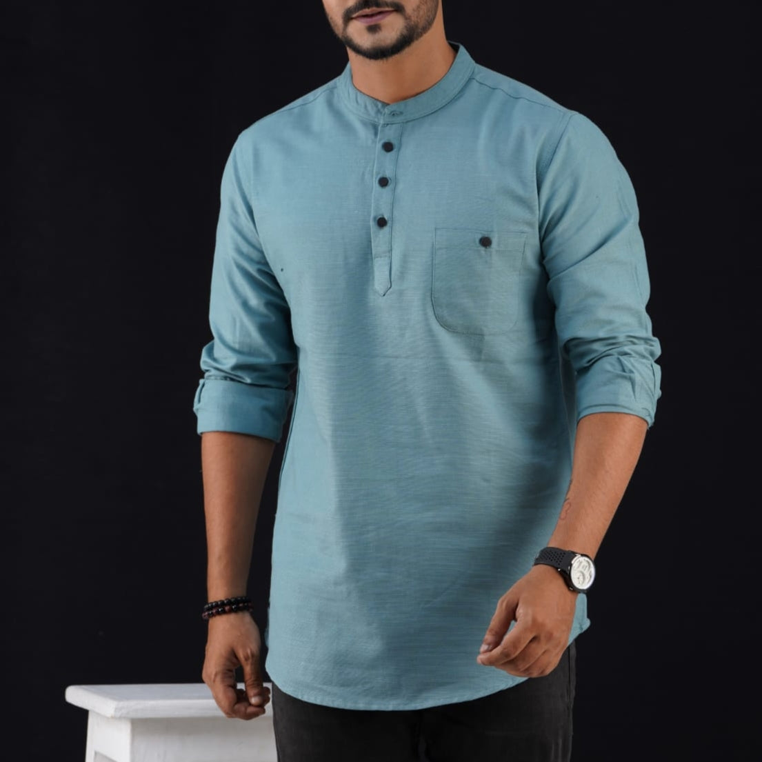 Full Sleeve Sea Green Color Katua