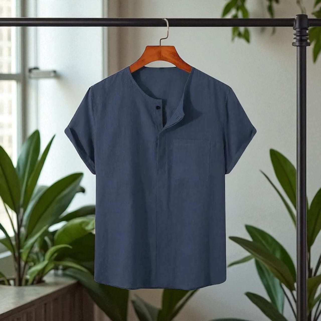 Navy Color O Neck Half Sleeve Katua