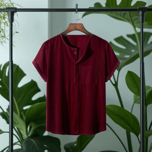 Marron Color O Neck Half Sleeve Katua