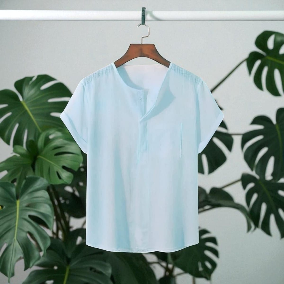 Sky Color O Neck Half Sleeve Katua