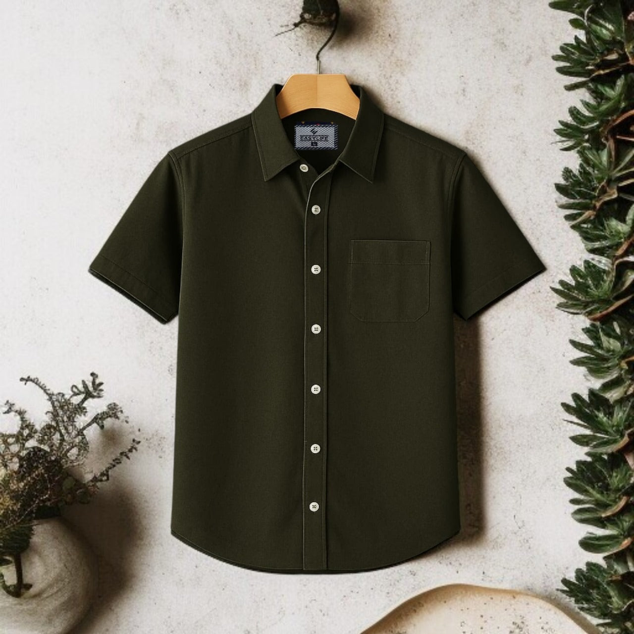 Half Sleeve Olive Color Shirt