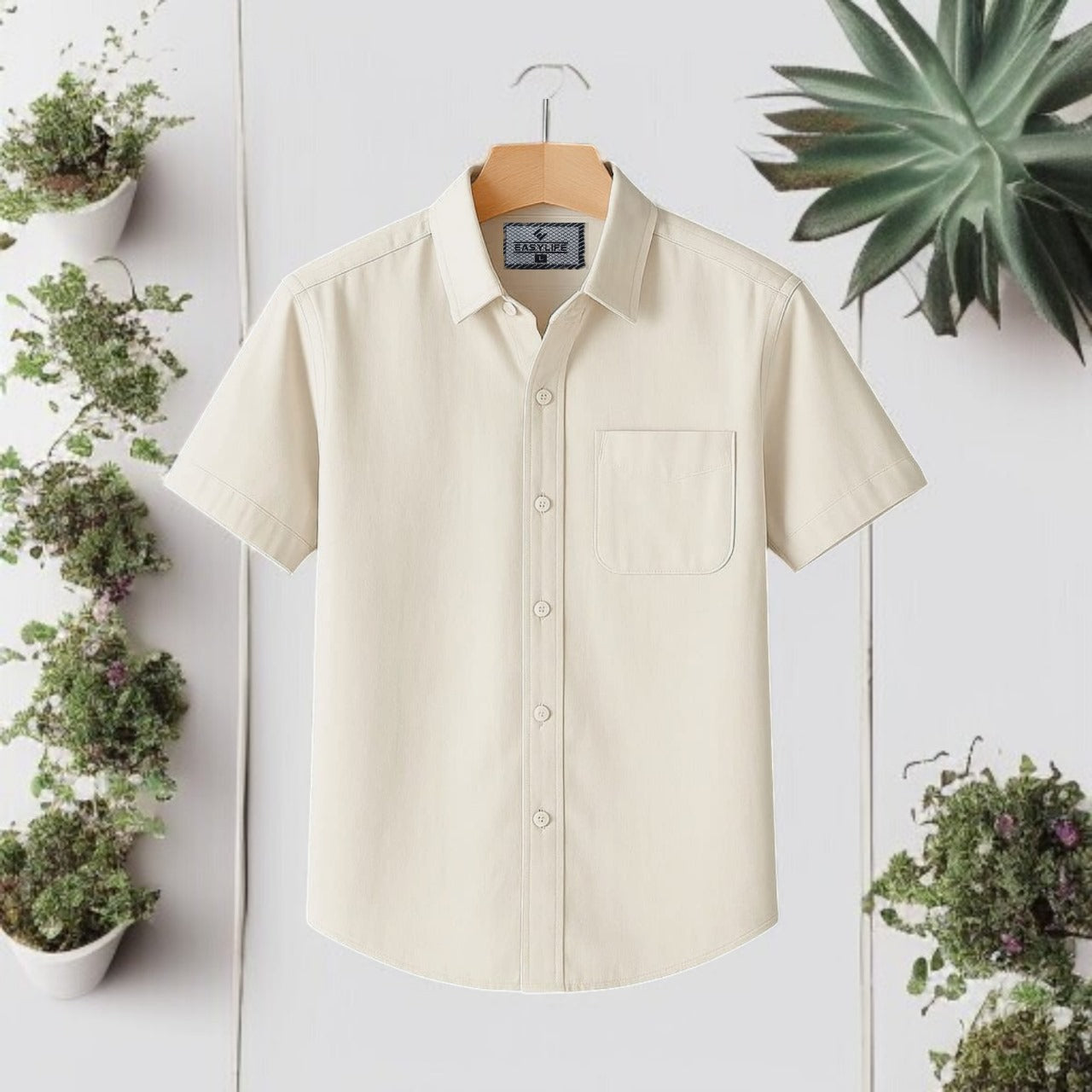 Half Sleeve Cream Color Shirt