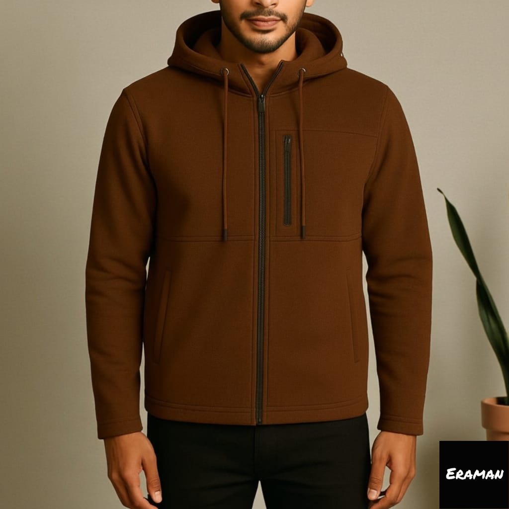 Men's Arms Full Zip Hooded Jacket - Dark Brown