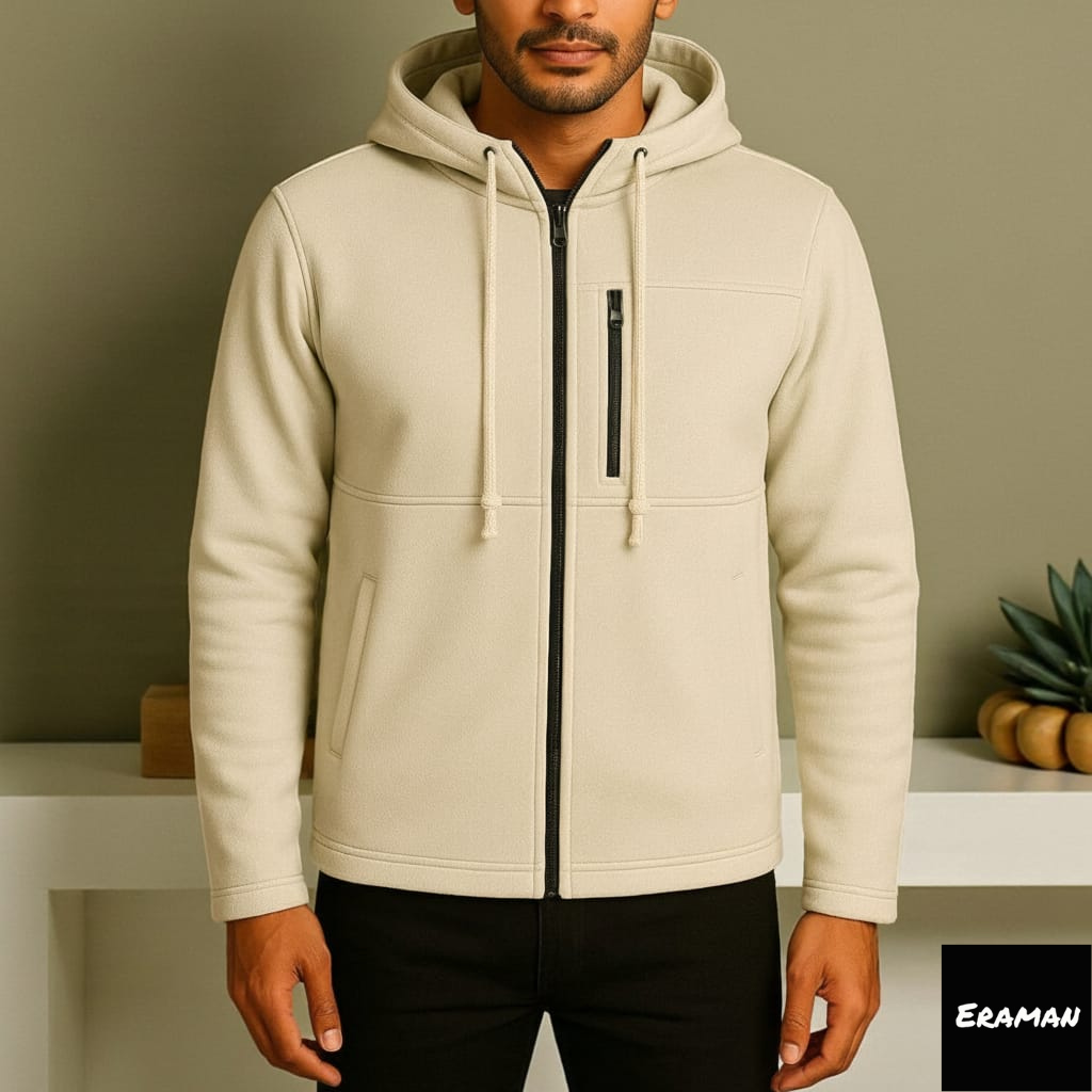 Men's Arms Full Zip Hooded Jacket - Cream