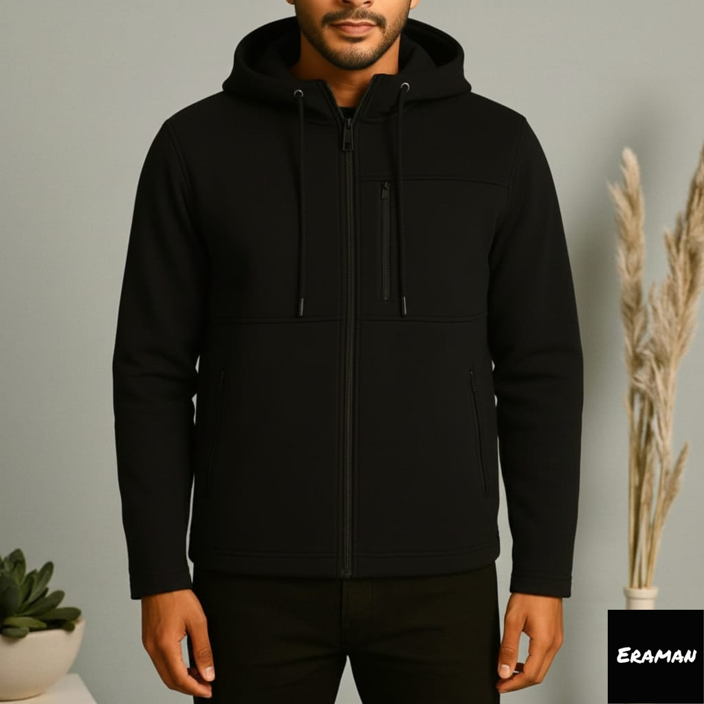 Men's Arms Full Zip Hooded Jacket - Pure Black