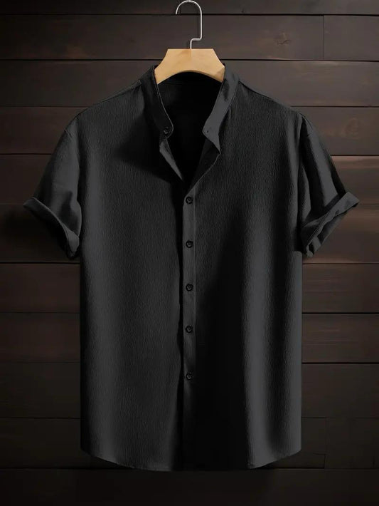 Band collar Black color shirt