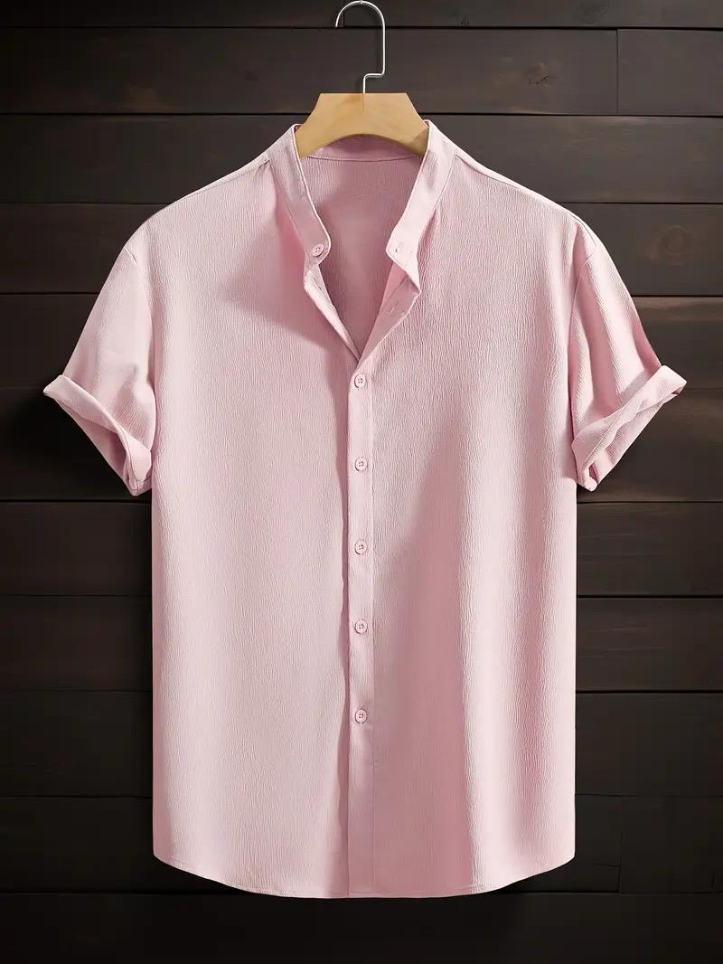 Band collar Pink color shirt