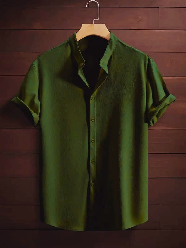Band collar Olive color shirt