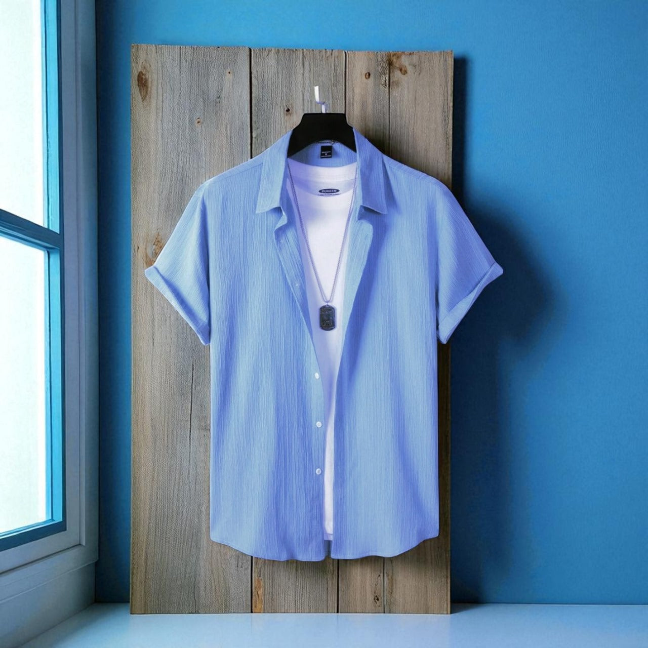 Sky Blue Color Viscox Shirt