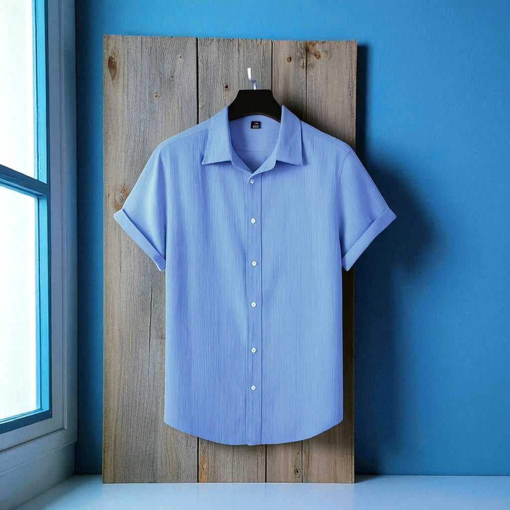 Luxury Half Sleeve Sky Color Shirt