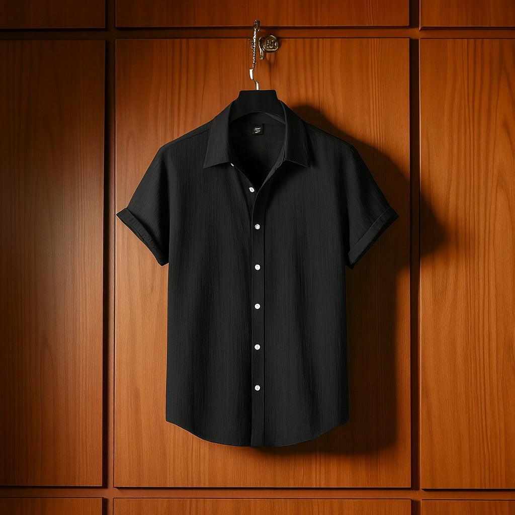 Luxury Half Sleeve Black Color Shirt