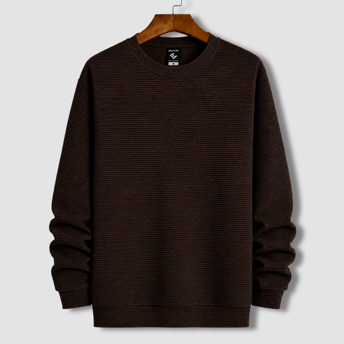 Premium Cord Textured Sweatshirt - Chocolate/Coffee