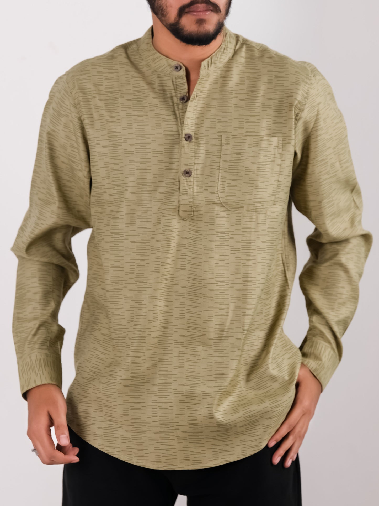 Remi Cotton Katua - Olive Green Textured