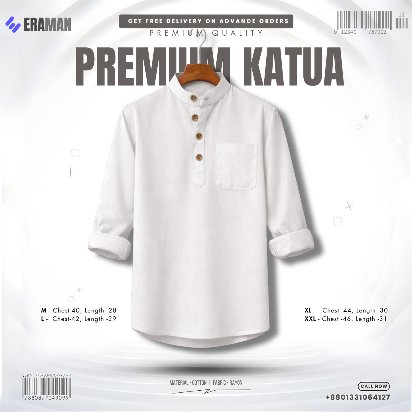 Premium Full Sleeve Katua - White
