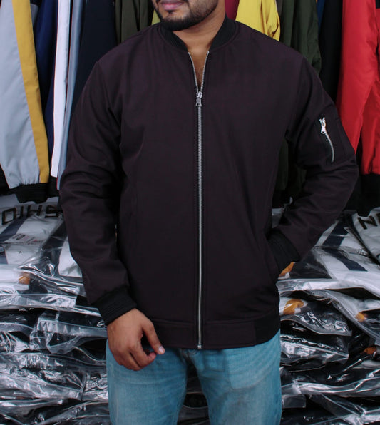 Bomber V- Neck Black Color Jacket