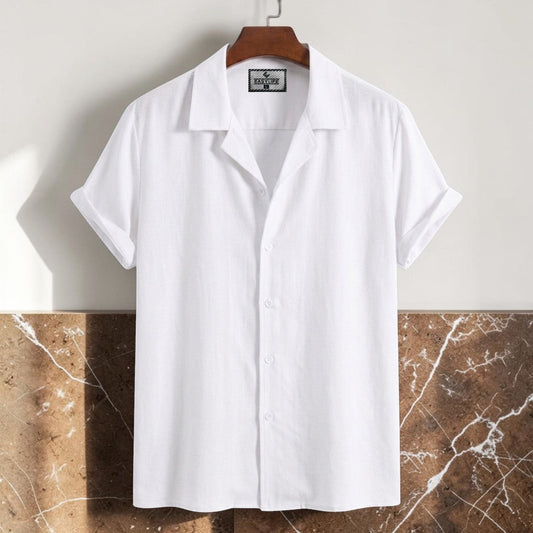 Cuban Half Sleeve Shirt - White