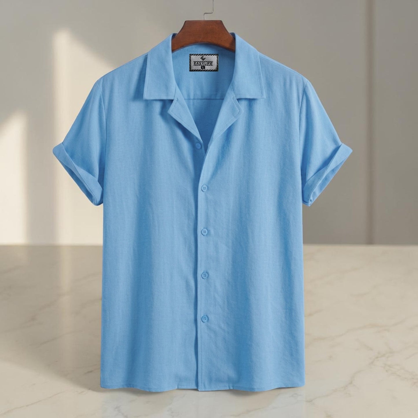 Cuban Half Sleeve Shirt - Sky Blue