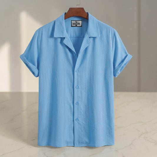 Cuban Half Sleeve Shirt - Sky Blue