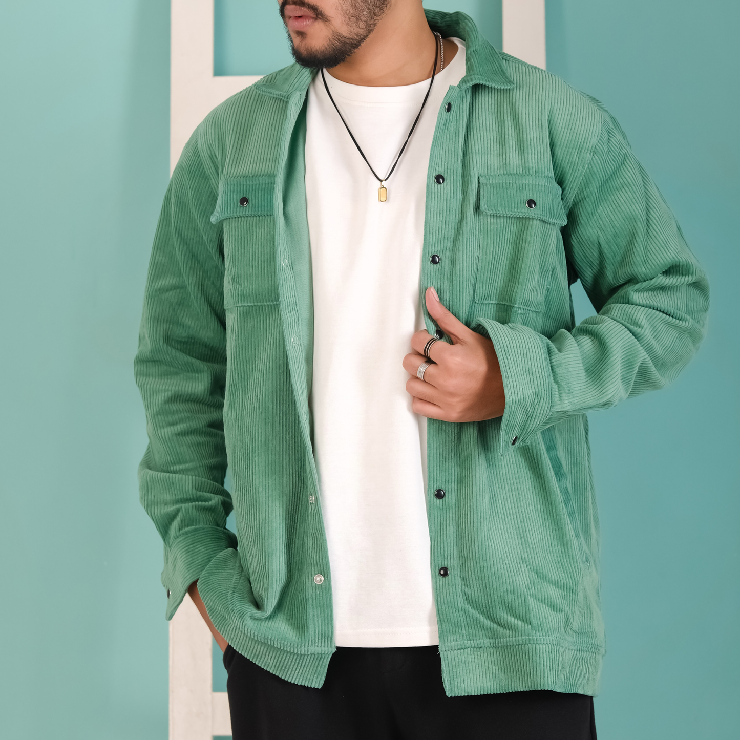 Men's Corduroy Light Weight Jackets -Moss Green