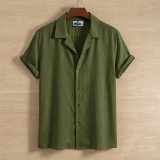 Cuban Half Sleeve Shirt - Olive