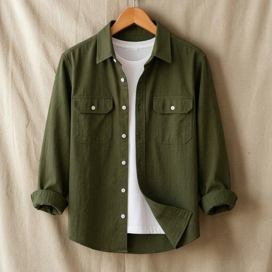 Two Pocket Olive Color Shirt
