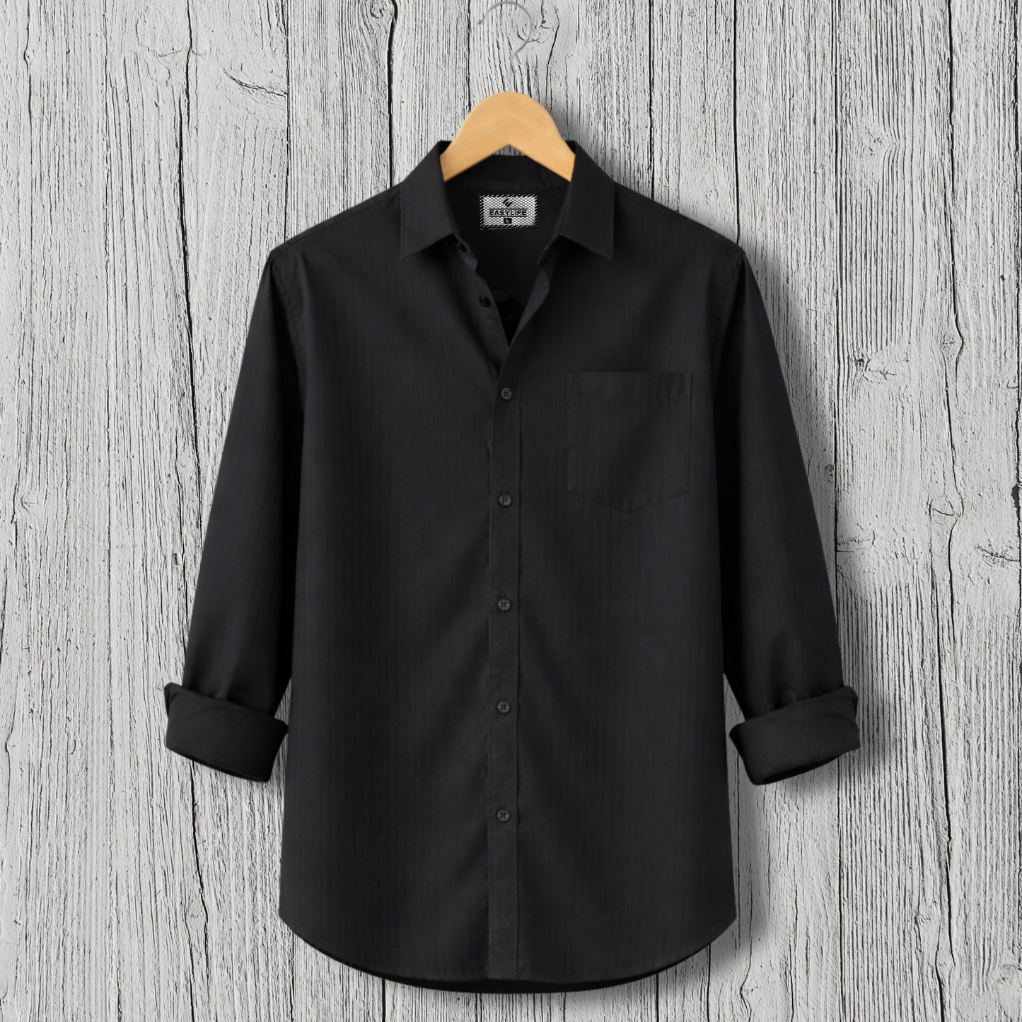 Fine Cotton Stripe Shirt – Black