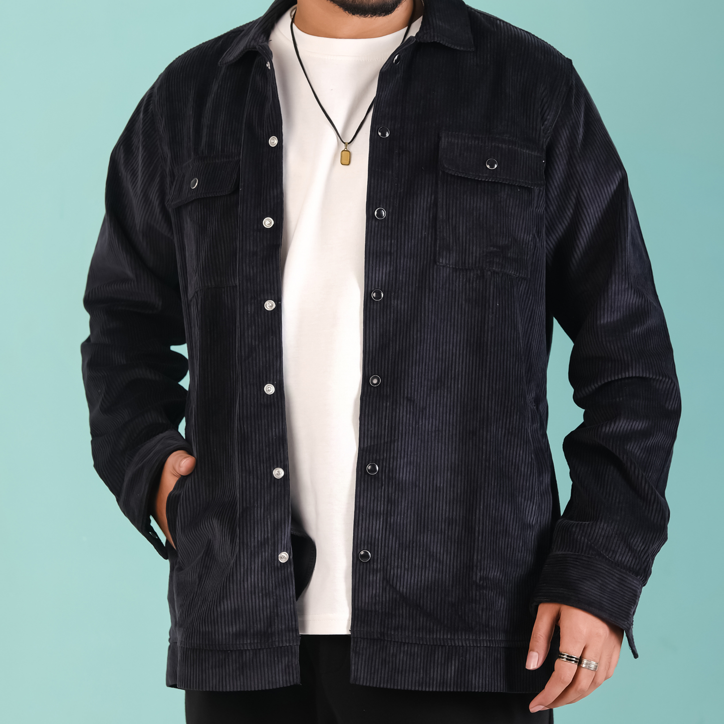 Men's Corduroy Light Weight Jackets -Black