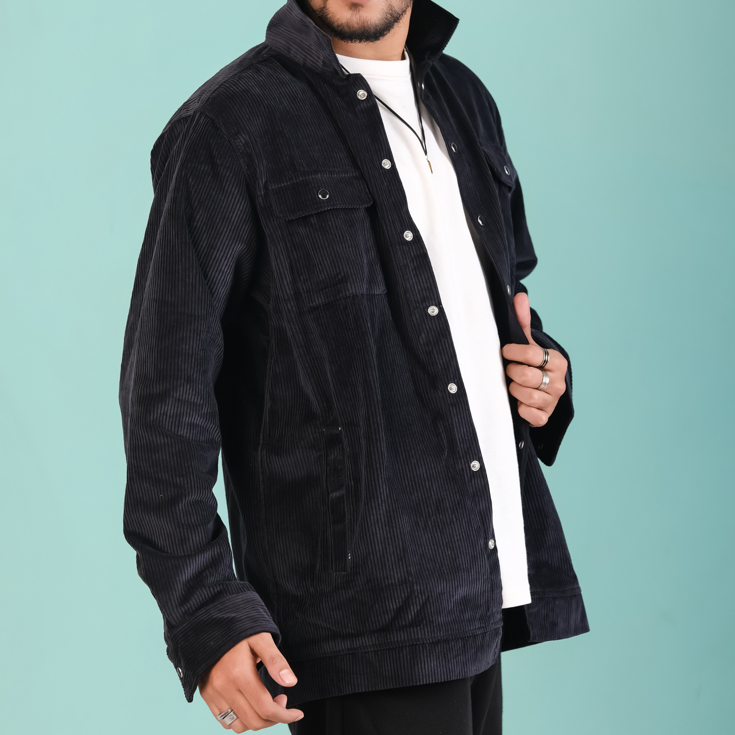 Men's Corduroy Light Weight Jackets -Black
