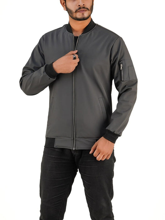 Bomber V- Neck Ash Color Jacket