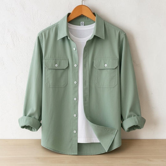 Two Pocket Sea Green Color Shirt