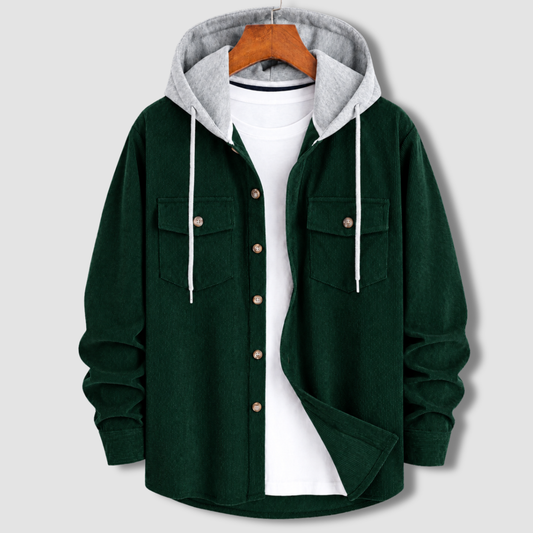 Signature Cord  Hoodie - Bottle Green