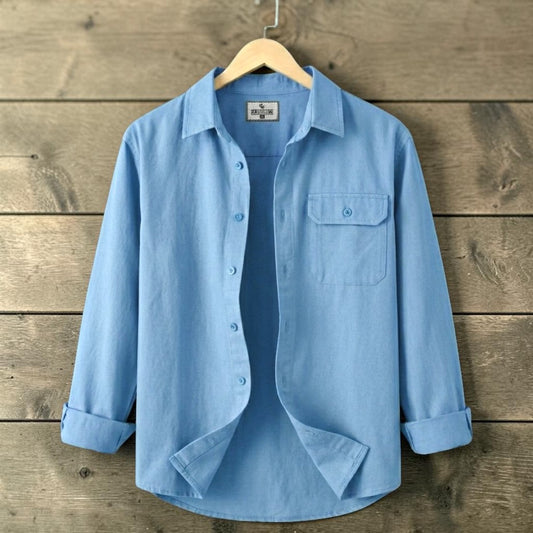 Single Pocket Casual Shirt - Sky Blue