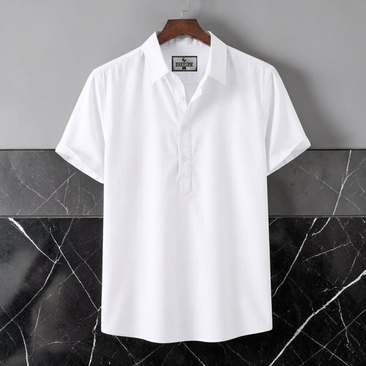 Half Sleeve Cotton Katua - White